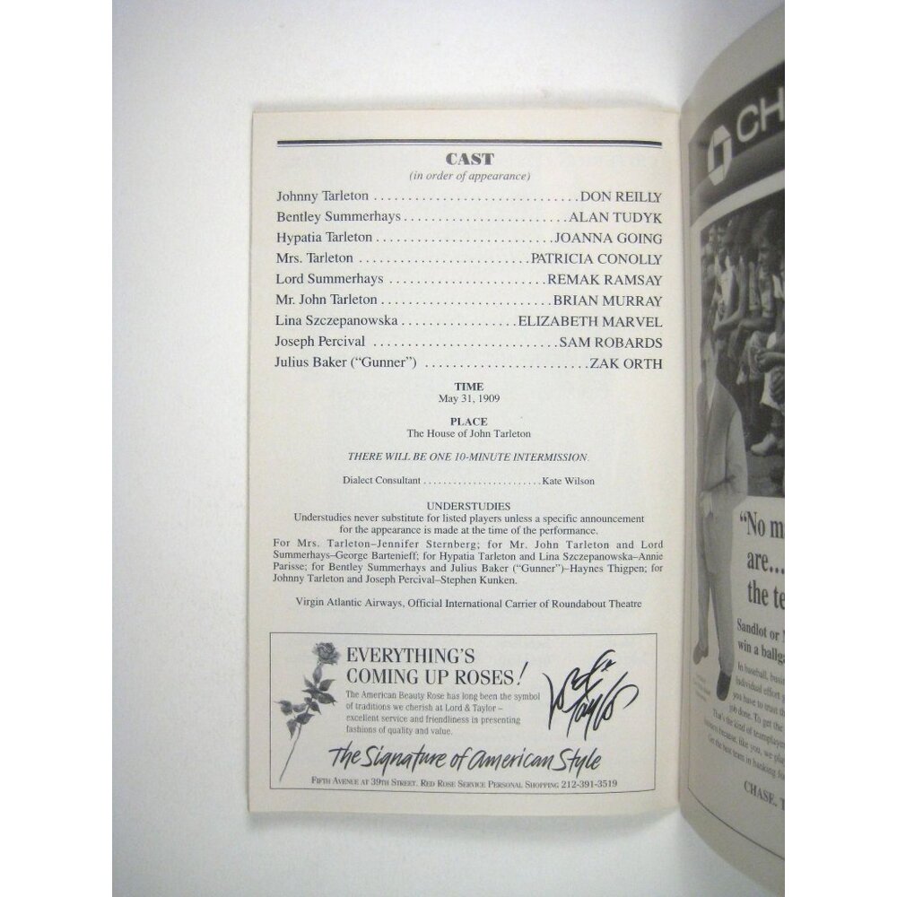 Misalliance Playbill Shaw Roundabout Theatre October 1997 Don Reilly Alan Tudyk - Picture 4 of 6